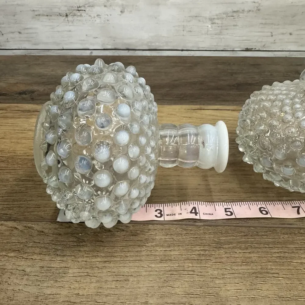Vtg Fenton Hobnail Opalescent Bottle Vase No Stopper Cottagecore Shabby 2 pieces